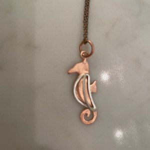 Seahorse necklace, gold and silver